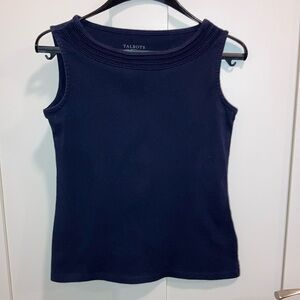 Petite navy sleeveless top. Talbots.